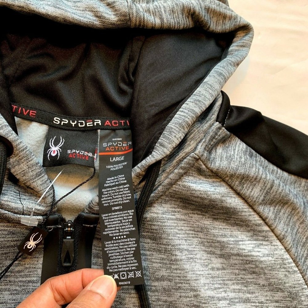 NWT Spyder Active Hoodie Sweatshirt Pullover Mens Large ProWEB Zip Fleece‎ Lined - Picture 6 of 12